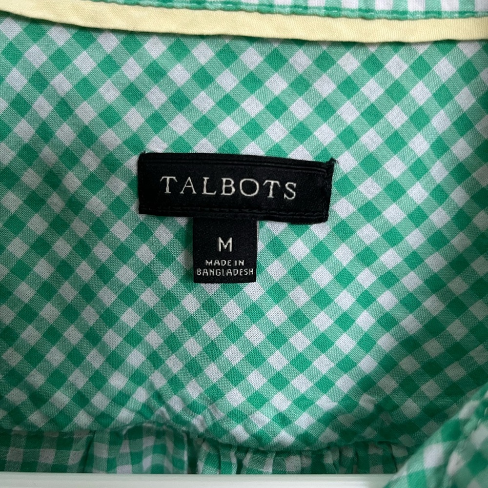 Talbots Green Gingham Shirt Size Medium - Picture 2 of 5